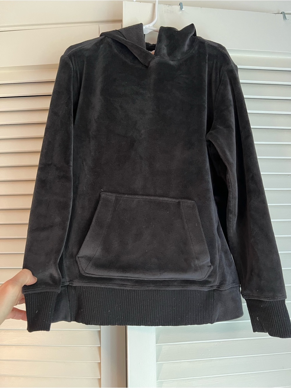 Wonder Nation Girls Black Velour Pullover Hoodie Size 7/8 M